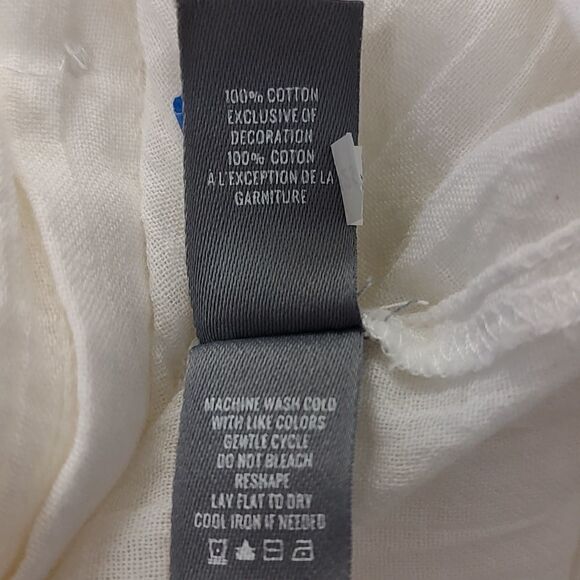 Aerie Cotton Button Front Embroidered Sleeve Blouse Top Size S - Picture 9 of 10